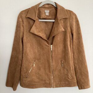 Chico's Faux Suede Jacket Moto Style Size 0 Small